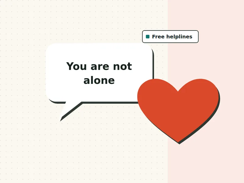 Death anxiety help illustration: a speech bubble saying you are not alone and a heart